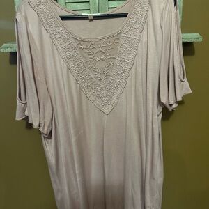 Maurices Mauve Lace Accent Blouse